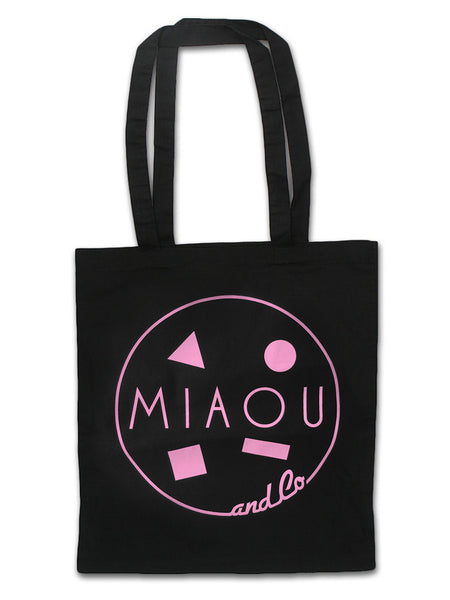 80s Surf Logo / 100% Cotton Canvas Tote / Sunrise Pink on Black