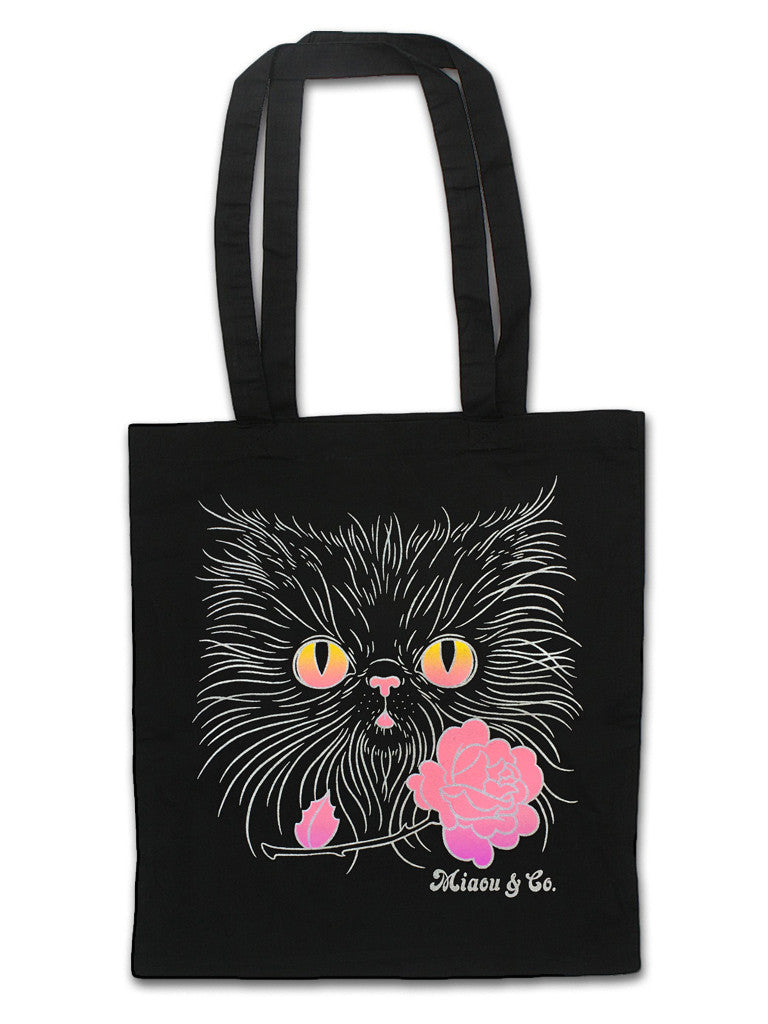 Silver Gradient 70s Cat Face / 100% Cotton Tote