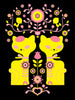 Double Dutch Cats Silkscreen Print / Sunrise Pink and Yellow