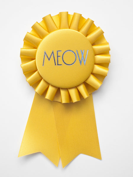Meow / Eco Satin Rosette Prize Ribbon / Sunrise Yellow